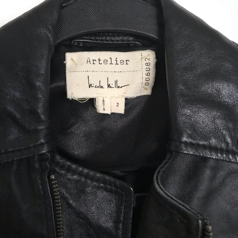 Artelier by Nicole Miller black leather moto dress - Picture 5 of 8